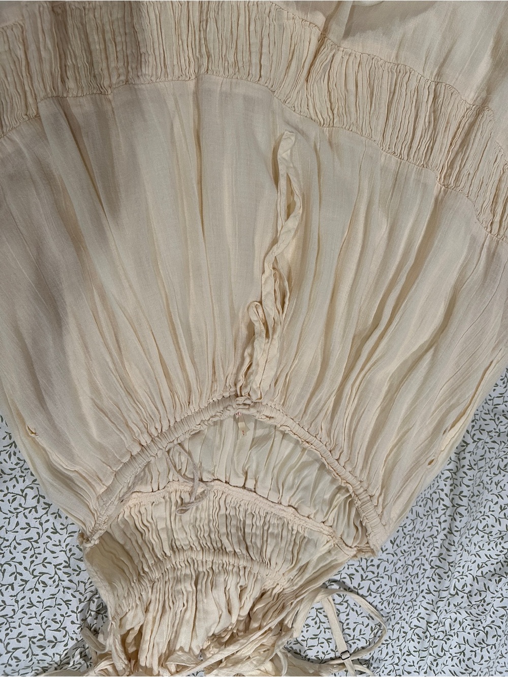 Free People Cream Smocked Maxi Dress with Ruffled Tiers - Picture 4 of 8